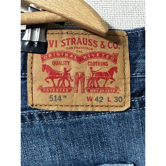 Levis 514 Men's 42x30 Straight Leg Mid Rise Medium Wash Jeans Pants - Picture 7 of 11